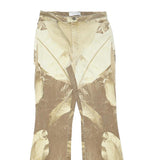 SAYYES Womens Jeans Beige Cotton Blend Regular Fit Flared W27 L30 Printed