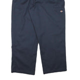 DICKIES Mens Cotton Blend Navy Loose Straight Trousers W40 L29 Workwear Zip