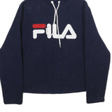 FILA Womens Navy Hoodie S Classic Logo Pullover Drawstring Hooded