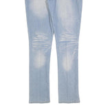 KLIP Womens Slim Slip On Light Blue Denim Jeans W32 L32 Embellished Pockets