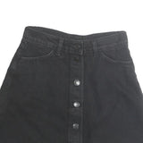 Womens Black Button Front A-Line Short Cotton Skirt Size M Casual Pockets