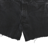 LEVI'S Womens Black Denim Cut-Off Shorts M W30 501 Style Raw Hem