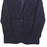 SAG HARBOR Womens Navy Blue Wool Button Jacket S Woven Classic Tailored Blazer