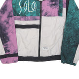 TAKE TWO Womens Purple & Green Nylon Zip Bomber Jacket M Colourblock Retro Style