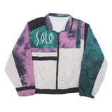 TAKE TWO Womens Purple & Green Nylon Zip Bomber Jacket M Colourblock Retro Style