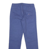 TOMMY HILFIGER Womens Cotton Blue Regular Straight Trousers W30 L30 Classic Zip