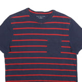 TOMMY HILFIGER Mens Navy & Red Striped T-Shirt M Short Sleeve Crew Neck Casual