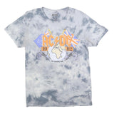 ACDC Mens Grey Tie Dye Graphic T-Shirt M Short Sleeve Crew Neck Rock Band