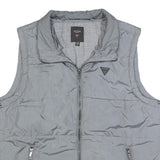 GUESS Mens Grey Zip Jacket XL Polyester Blend Plain Sleeveless Casual