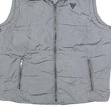 GUESS Mens Grey Zip Jacket XL Polyester Blend Plain Sleeveless Casual