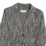 MAX MARA Womens Black & White Wool Blend Button Jacket UK 8 Woven Classic