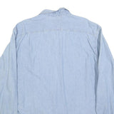 GAP Mens Light Blue Cotton Shirt L Floral Patchwork Casual Button Down