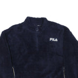 FILA Womens Navy Blue Polyester Blend Zip Jacket 2XL Fleece Casual Outerwear