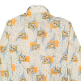 DA VINCI Mens Cream & Orange Pattern Polyester Blend Shirt M Retro Style Long