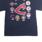 MAJESTIC Mens Blue Cleveland Indians Graphic T-Shirt L Short Sleeve Crew Neck