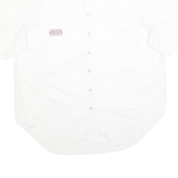 Womens White Cotton Blend Shirt XL Casual Summer Button Up Short Sleeve