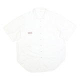 Womens White Cotton Blend Shirt XL Casual Summer Button Up Short Sleeve