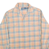 POLO RALPH LAUREN Mens Peach & Blue Check Shirt M Casual Cotton Blend Long