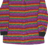 JKS DESIGN Womens Purple Orange Green Printed Long Sleeve Collared Silk Shirt UK