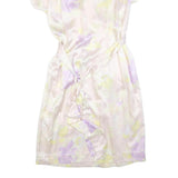 WALLIS Womens Cream & Lilac Floral Day Dress Polyester Short Sleeve Midi M