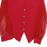 DOREMI Womens Red & Red Printed Top Long Sleeve Collared S Elegant Blouse