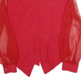 DOREMI Womens Red & Red Printed Top Long Sleeve Collared S Elegant Blouse