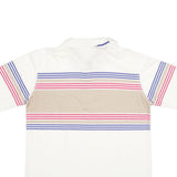 CANADIAN OPEN Mens White & Beige Striped XL Cotton Blend Polo Shirt Short Sleeve