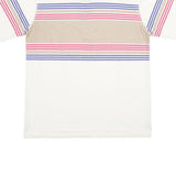 CANADIAN OPEN Mens White & Beige Striped XL Cotton Blend Polo Shirt Short Sleeve