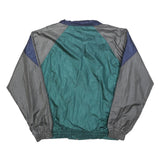 Mens Blue Grey & Green Colourblock Nylon Zip Track Jacket M