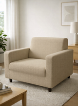 Anyseat 1-Seater Sofa Cover – Plain Beige Style Slipcover for Living Room Chair Protection