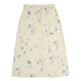 VILLAGER Womens Cream Floral Print Midi Polyester Skirt M Elegant Lightweight