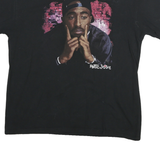 POETIC JUSTICE Mens Black Graphic T-Shirt L Short Sleeve Crew Neck Tupac Print
