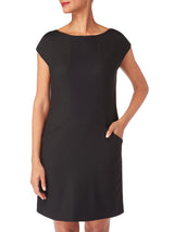 BROOK | Black Pin-Tuck Panel Shift Dress