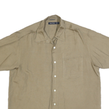 NAUTICA Mens Beige Linen Blend Shirt L Casual Short Sleeve Summer