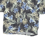 ORIGINAL ISLAND SPORT Mens Black & Blue Hawaiian Shirt XL Rayon Floral Leaf