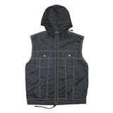 KEEP FUN Mens Black Sleeveless Hooded Jacket L Polyester Blend Logo Streetwear