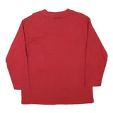 CLAIRE Womens Red Sweatshirt Crew Neck M Embroidered Crest Pullover Cotton Blend