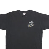 BAYSIDE Mens Black United States Marine Corps Graphic T-Shirt L Short Sleeve
