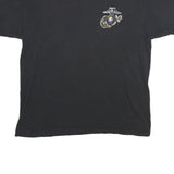 BAYSIDE Mens Black United States Marine Corps Graphic T-Shirt L Short Sleeve
