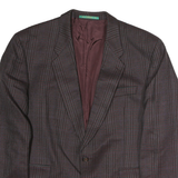 CANDA Mens Brown & Maroon Check Button Jacket L Cotton Blend Classic Fit