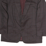 CANDA Mens Brown & Maroon Check Button Jacket L Cotton Blend Classic Fit