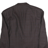 CANDA Mens Brown & Maroon Check Button Jacket L Cotton Blend Classic Fit