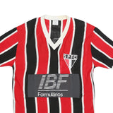 TAESCHNER Mens Red & Black Striped V-Neck Graphic T-Shirt L Cotton Blend