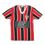 TAESCHNER Mens Red & Black Striped V-Neck Graphic T-Shirt L Cotton Blend