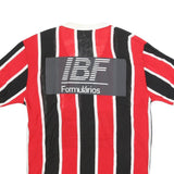 TAESCHNER Mens Red & Black Striped V-Neck Graphic T-Shirt L Cotton Blend