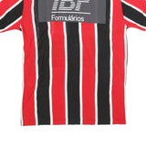 TAESCHNER Mens Red & Black Striped V-Neck Graphic T-Shirt L Cotton Blend