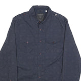 GUESS Mens Blue Patterned Shirt S Casual Cotton Long Sleeve Button