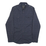 GUESS Mens Blue Patterned Shirt S Casual Cotton Long Sleeve Button