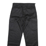 Black Mens Regular Fit Straight Leg Polyester Blend Trousers W30 L30 Cargo Style