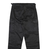 Black Mens Regular Fit Straight Leg Polyester Blend Trousers W30 L30 Cargo Style
